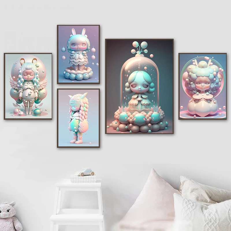 Abstract Kawaii The Cry Baby Club Poster Prints Canvas Painting Cute Wall Art Pictures Babies for Living Bedroom Home Decoration