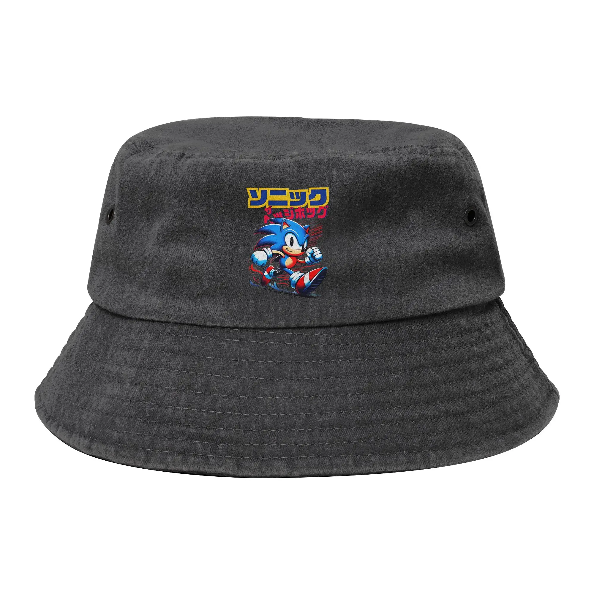 Hedgehog Shadow Game Cartoon Bucket Hats for Unisex Vocation  Distressed Denim Sun Hat UV Protection for Camping Fishing Cap