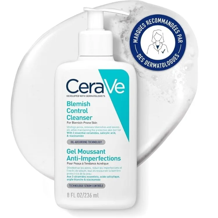 Pump‑Pack CeraVe Blemish Control Cleanser 236ml, Lightweight Foaming Wash to Remove Excess Surface Oil Daily