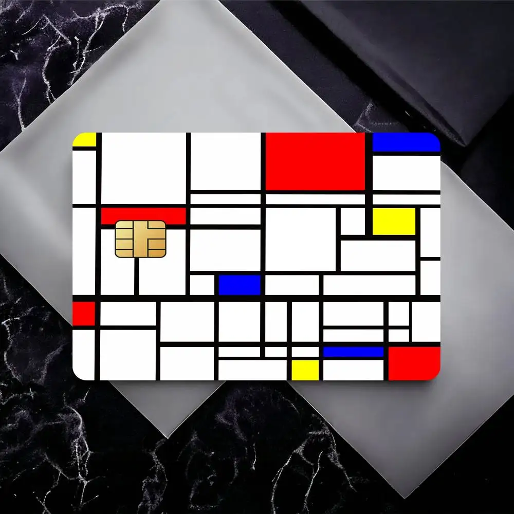 Art P-Piet Mondrian Waterproof Skin Sticker Bank Bus Metro Access Card Protective Film Card Sticker Girl Gift
