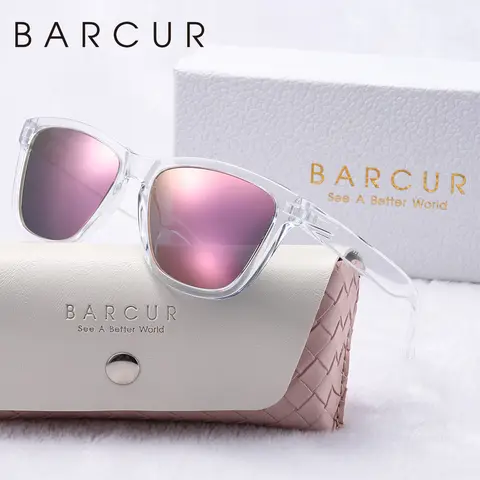 BARCUR Women Lightweight Material Transparent Frame Colorful Lens Sunscreen Polarized Sunglasses Sports Play Men Glasses Gift