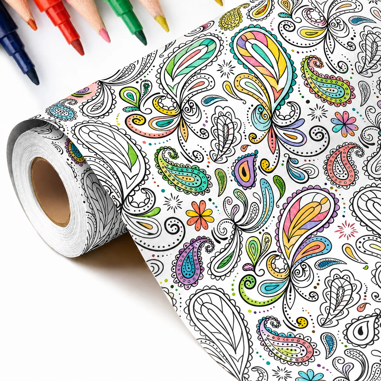 Kraft Wrapping Paper Kraft Coated Paper Wrap Rolled Wrapping Paper Floral Gift Wrap Roll For Scrapbook Decoration Party Diy