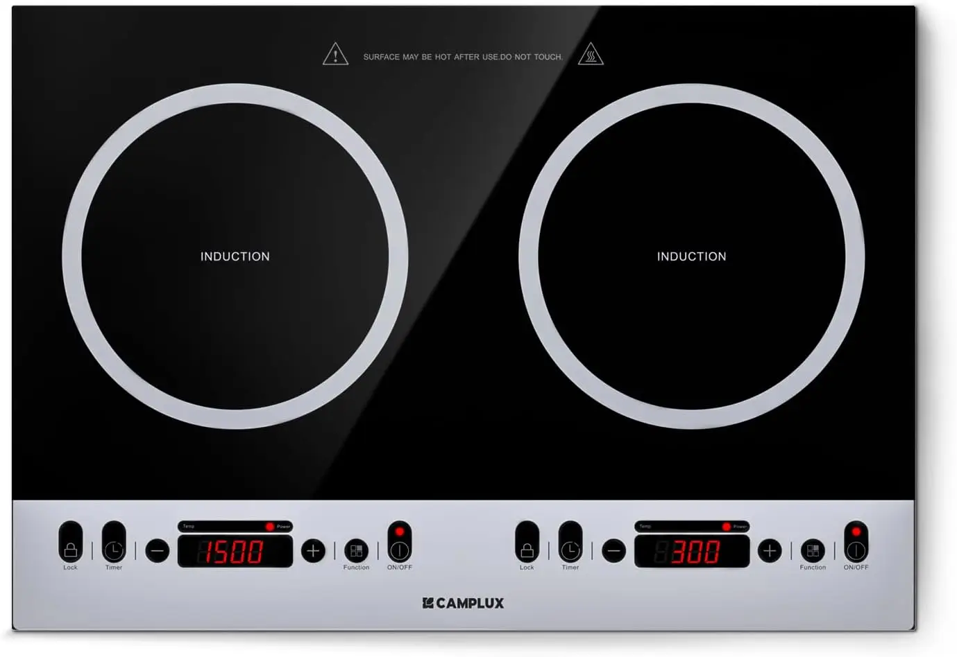 Cooktop 2 Burners 1800W, Electric Cooktop 120V Plug in, Portable Induction Stove with Sensor Touch, Timer, Safety Lock, Countert