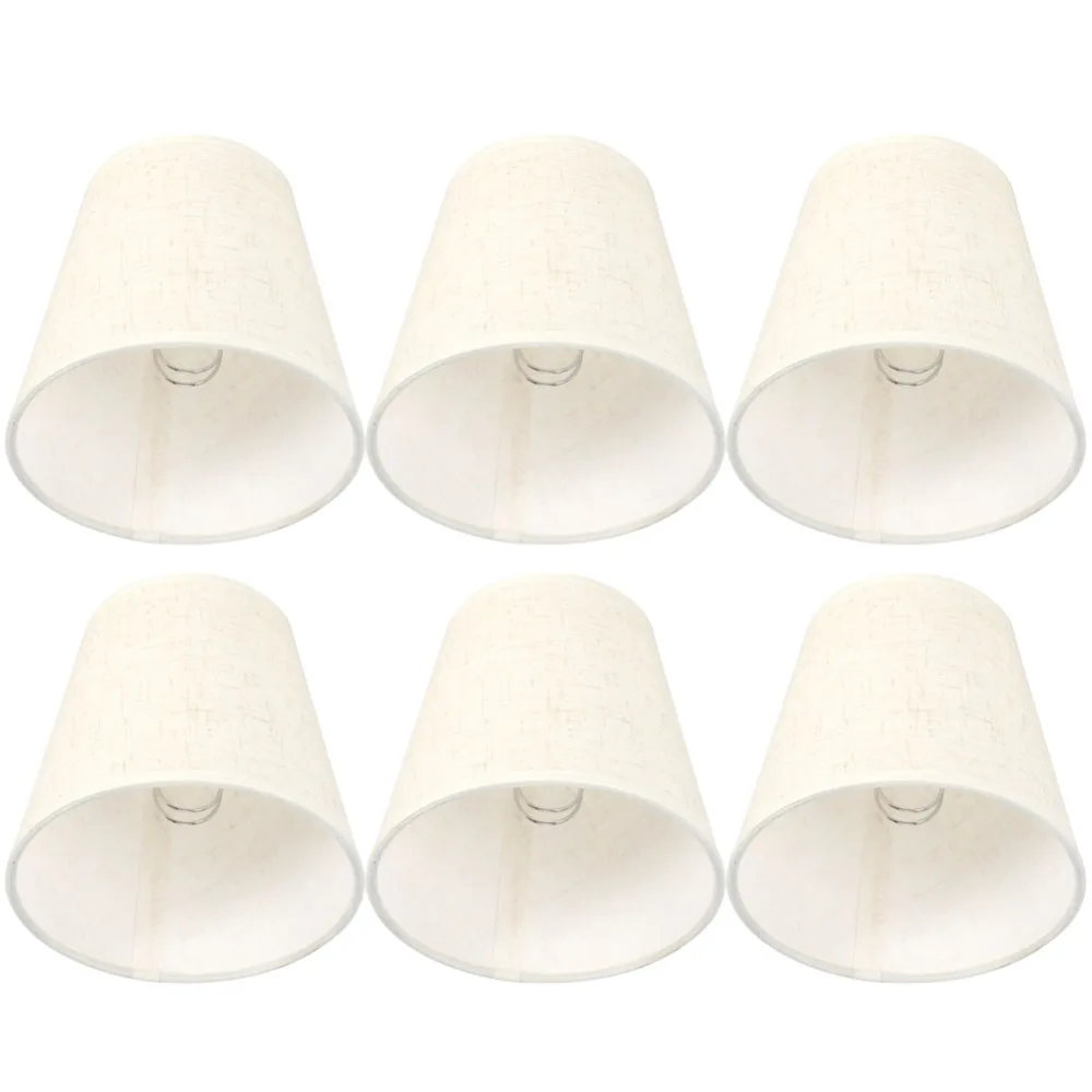 

6PCS Simple Beige Color Cloth Lamp Shades Metal Cloth PVC Clip On Linen Lampshade Mini Lampshades Living Room
