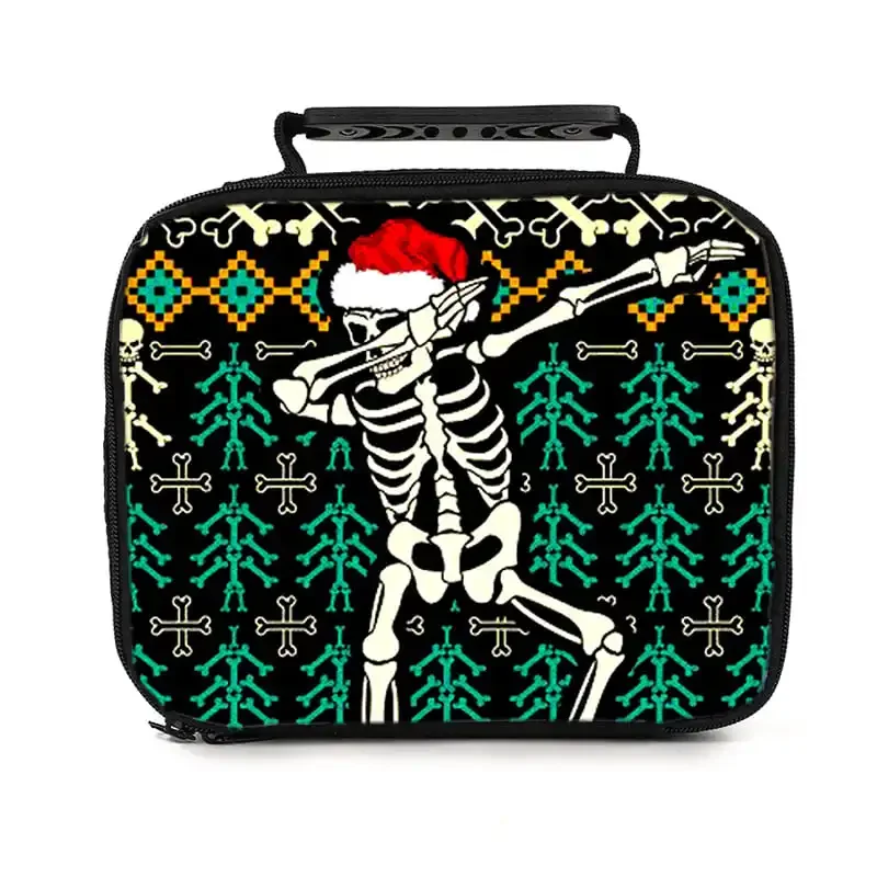 

Skeleton Christmas Hat Handheld Lunch Bag For Boy And Girls Best Gifts 3D Cartoon Lunch Box Bag School Backpack For Children