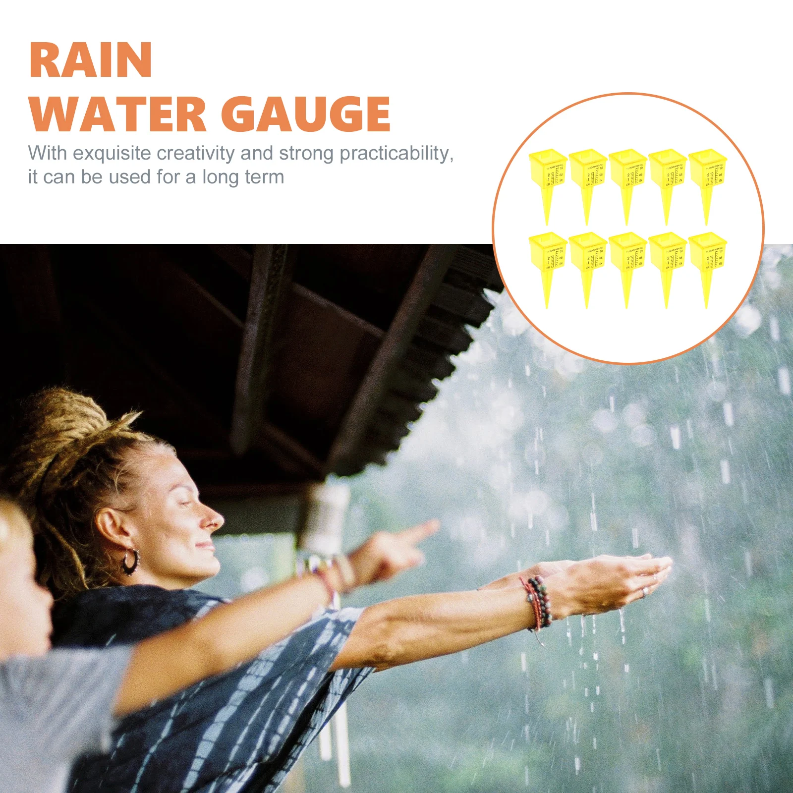 

10Pcs Rain Gauge Large Capacity Plastic Rainfall Measuring Instrument for Yard Farming Sprinkler System Wide Mouth Rain Meter