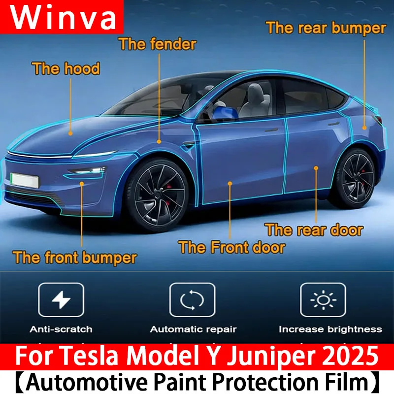 

For Tesla Model Y Juniper 2025+ PPF TPU Transparent Body Accessories Styling Pre-Cut Paint Protection Film Car Clear Kit Sticker