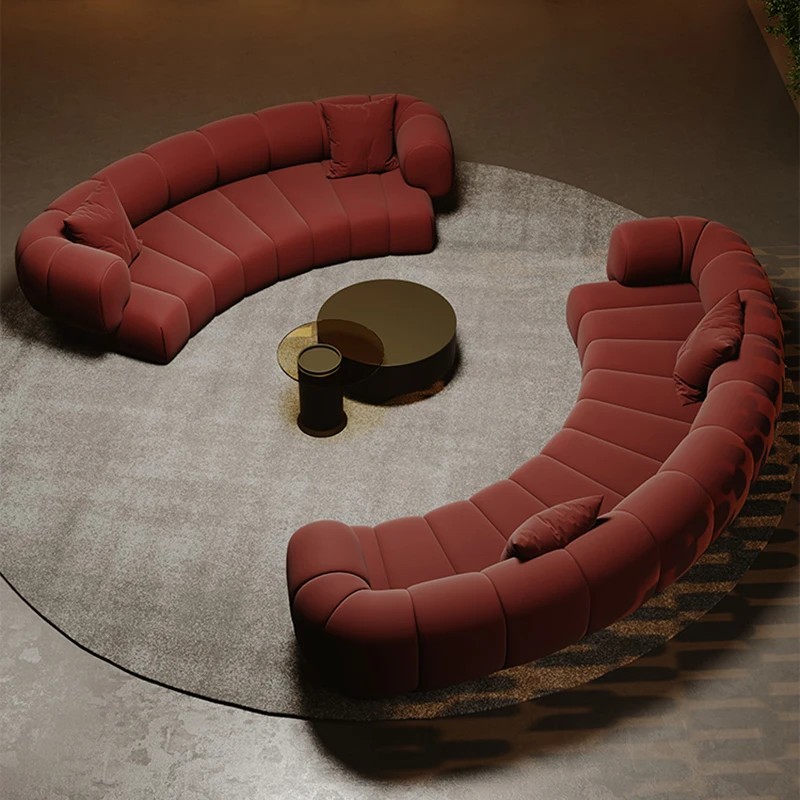 #  Nordic Semi Circular Arc Sofa Modern Designer Beauty Salon Reception Office Sofa Hotel Rest Area Office Furniture Transat