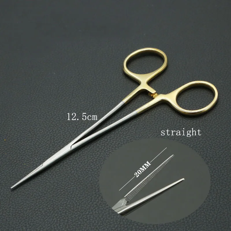 Braçadeira hemostática fina do saco plástico do olho, Micro-vascular, pálpebra dobro do cotovelo, braçadeira gorda de aço inoxidável, 12.5cm