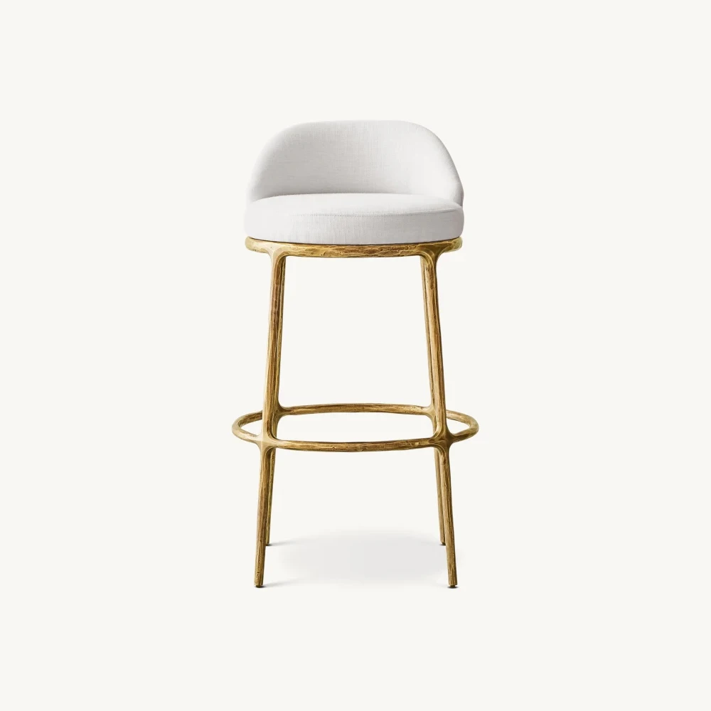 #Mid- Modern Stainless Steel Bar Stools With Fabric Upholstery Counter Height For Kitchen Hotel & Apartment Use