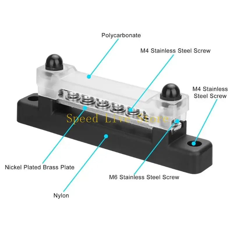 547C Pack Of 2 High Current 150A Busbar With 6 Way Terminal Blocks For Motorhome Boat Marine Battery Power Distribution System