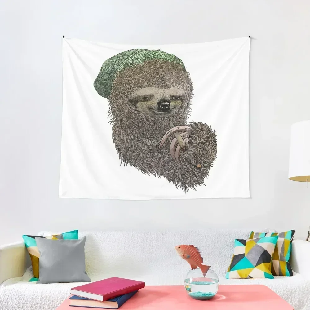 

Rasta 420 Smoking Sloth Tapestry Wall Decor Hanging Home Decor Aesthetic Custom Room Decoration Aesthetic Tapestry