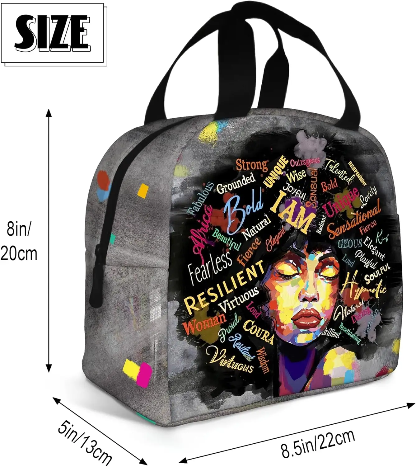 African American Lunch Bag for Women Insulated Lunch Box For Work Portable Cooler Bag Black Women Lunch Tote Bag Picnic Beach