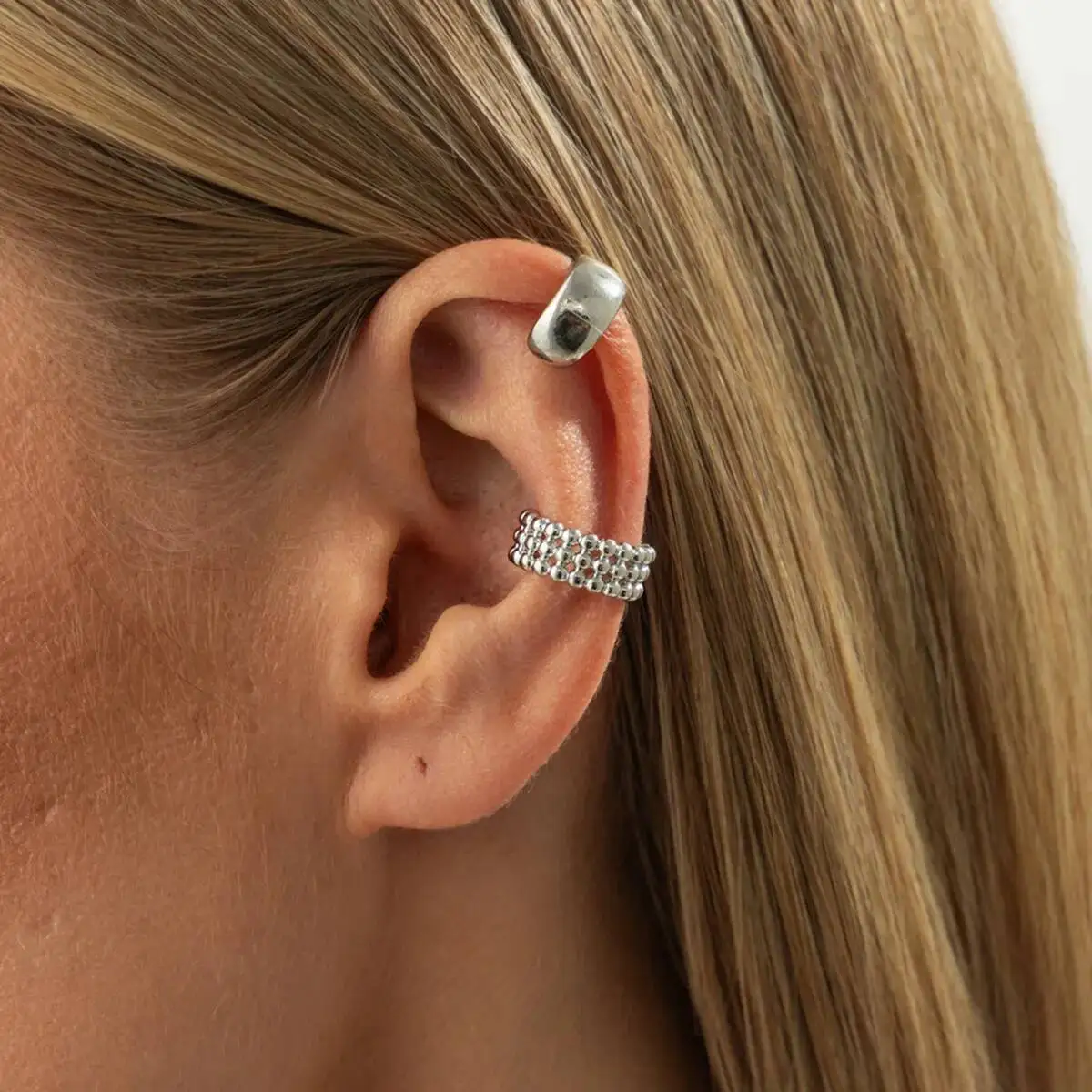 KunJoe 2Pcs/Set Trendy Geometric C-shaped Ear Clips Non Piercing Earrings for Women Minimalist Irregular Ear Cuff Party Jewelry