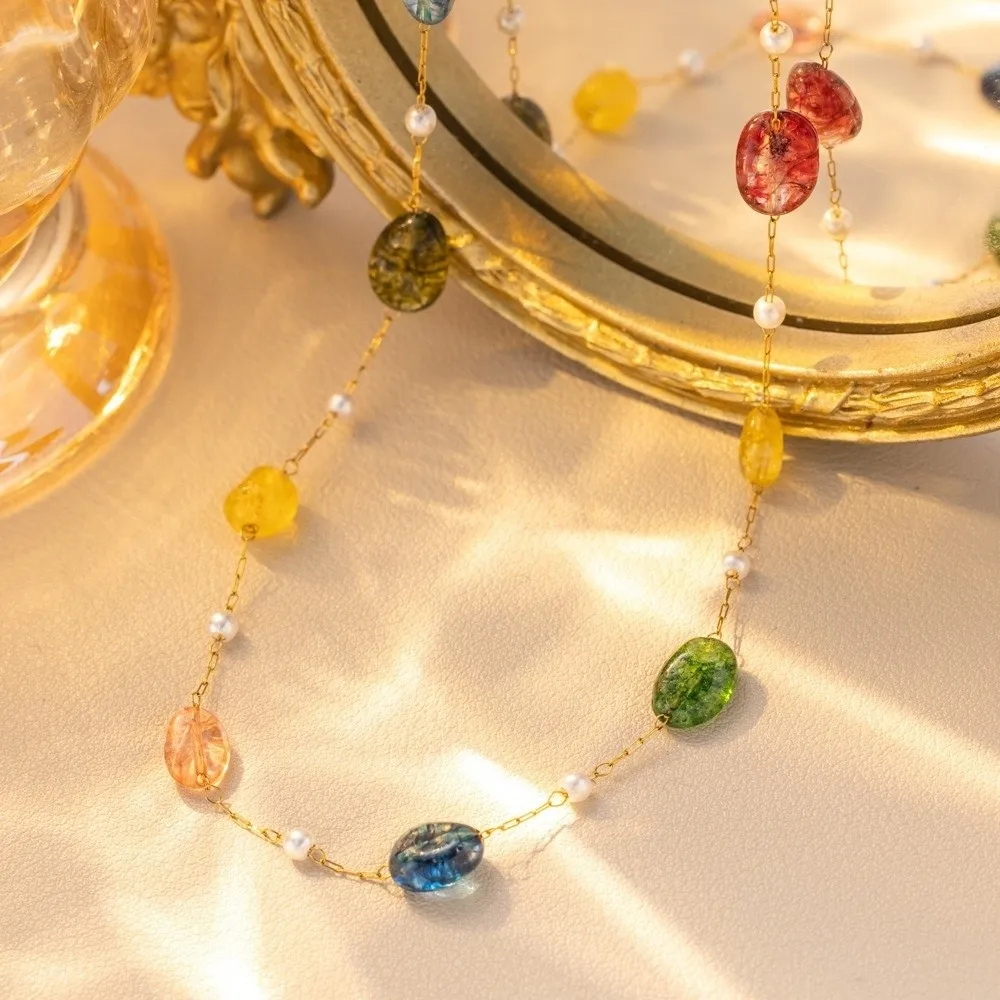 Fashion Resin Colored Stone Bracelet Mix Color Dopamine Style Bead Adjustable Length Resin for Women