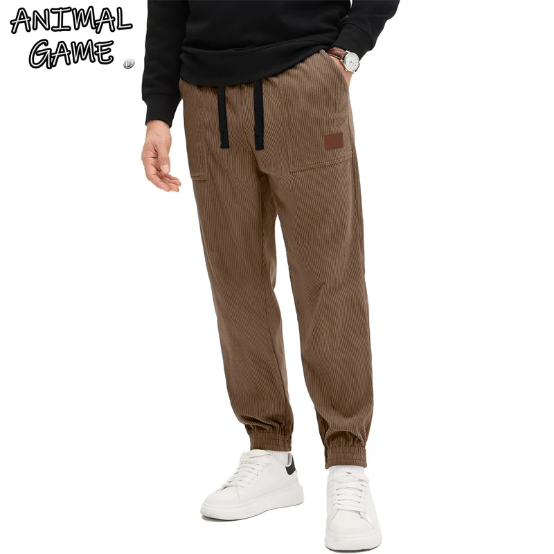 

Animal Game Mens Corduroy Casual Baggy Pants Loose Fit Cycling Harlen Pants Hiking Sweatpants Elastic Waist Outdoor Work Pants