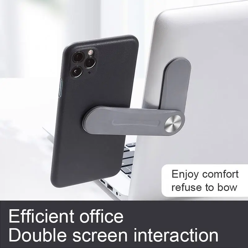 Laptop or Desktop Monitor Side Mount Phone Holder Slim Portable Foldable Smartphone Stand Computer Monitor Expansion Bracket