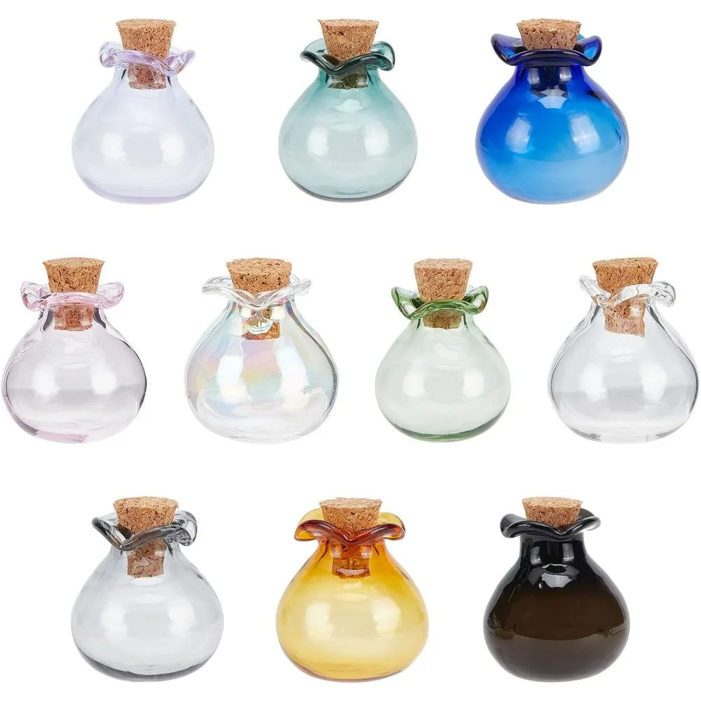 

Tiny Jars 10 Colors Mini Glass Bottles Tiny Spell Jars Potion Bottles 1ml Lucky Bag Wishing Bottle Vials with Corks making kit