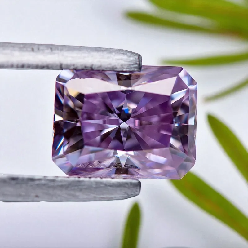 Moissanit-Stein, Radiant-Schliff, hellviolett, VVS1, loser Edelstein, Perle mit Zertifikat, bestanden bei Diamantprüfer, für Schmuckherstellung – Detail 5