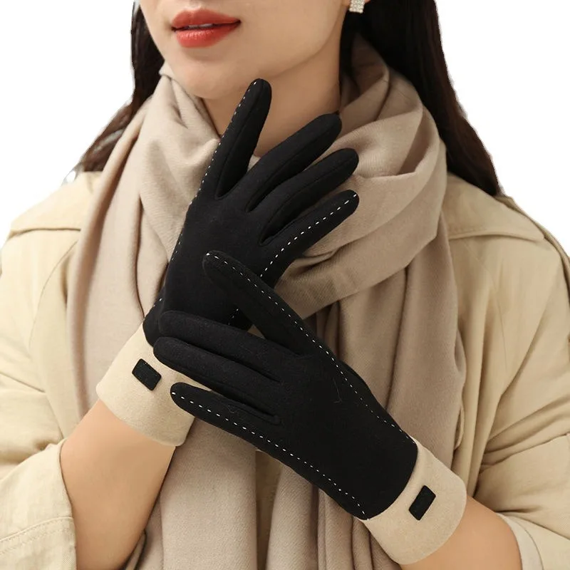 女性用冬用手袋、豪華な断熱材付き、かわいい学生用防寒タッチスクリーン、サイクリングや運転用の新しい防風手袋
