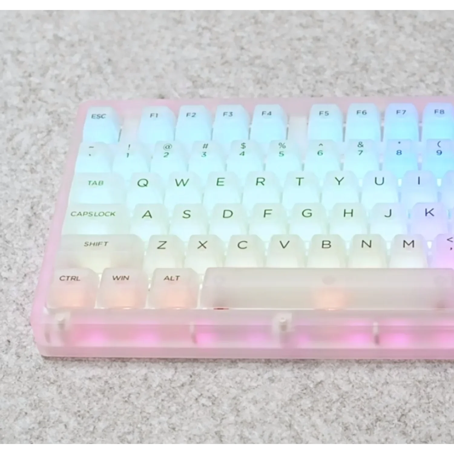 Mechanical Keyboard Ice Cube Feel Clear Transparent Keycaps ASA Height PC Material 155 Keys for 60/84/98/108 Keyboards