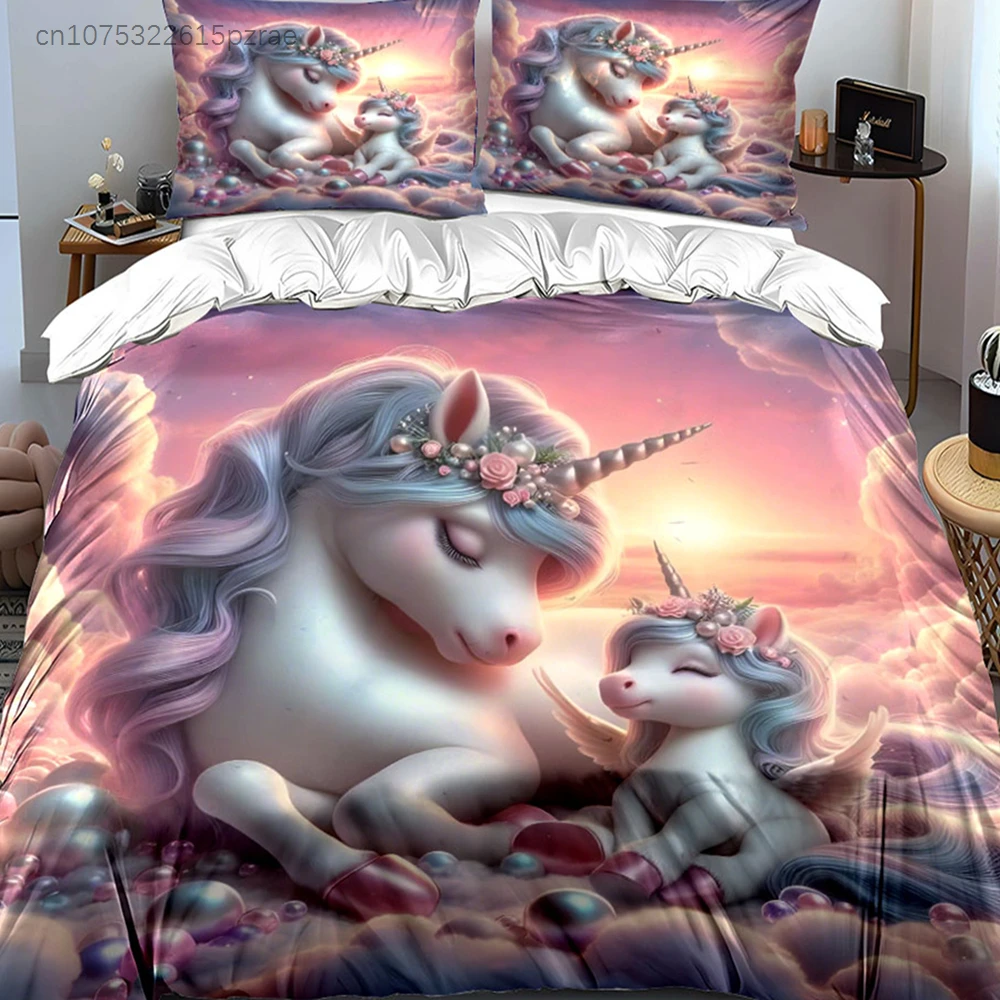 Unicorn Decor Set For Nursery Multiple Sizes kid's And adults' Bedroom Exquisite 3PC Bedding set, Gift
