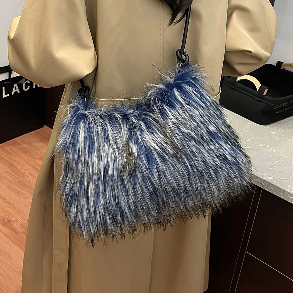 Autumn Winter Delicate Plush Bag Women's Casual All-Match Soft Zipper One Shoulder Bags High Grade Commute Crossbody Packs