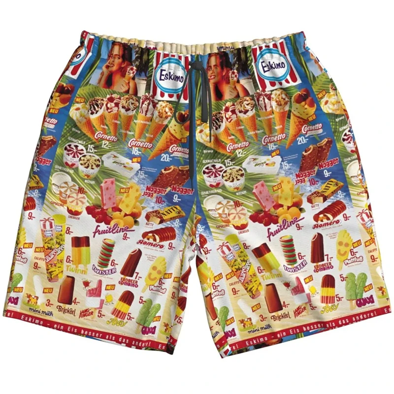 2024 Harajuku Sweet Ice Cream Graphic uomo donna pantaloncini da spiaggia Street Hip Hop stampa 3D estate Hawaii Holiday Party Beach Shorts