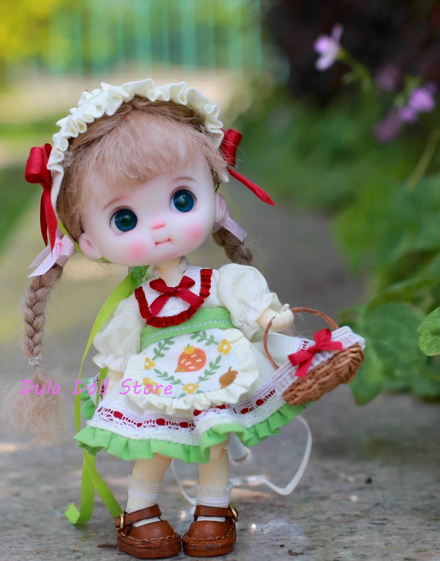 

S Dula Doll Clothes Light yellow green dress set for ob11 GSC doll