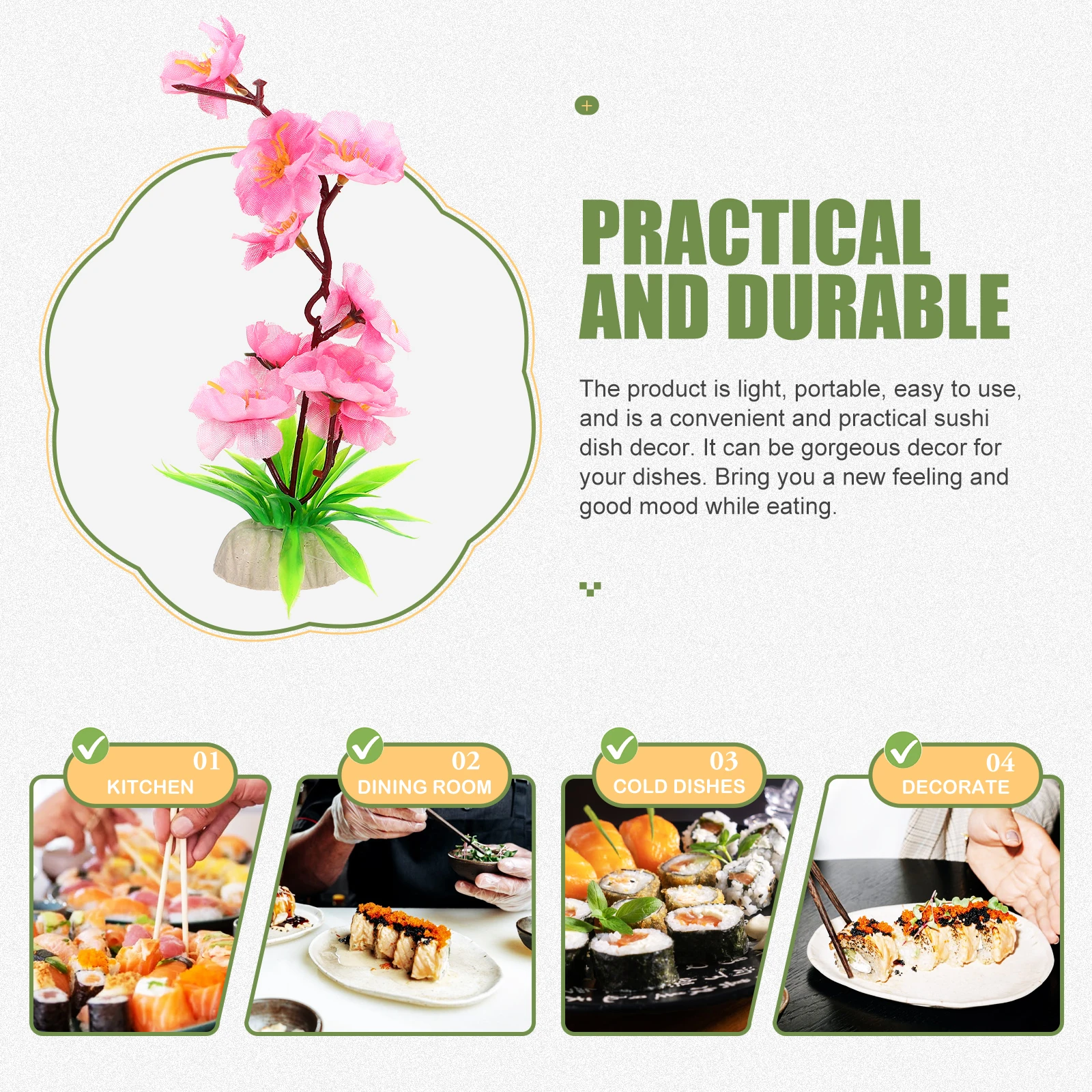 

2Pcs Exquisite Artificial Flower Dish Decor Sashimi Plate Decoration Sushi Floral Accent