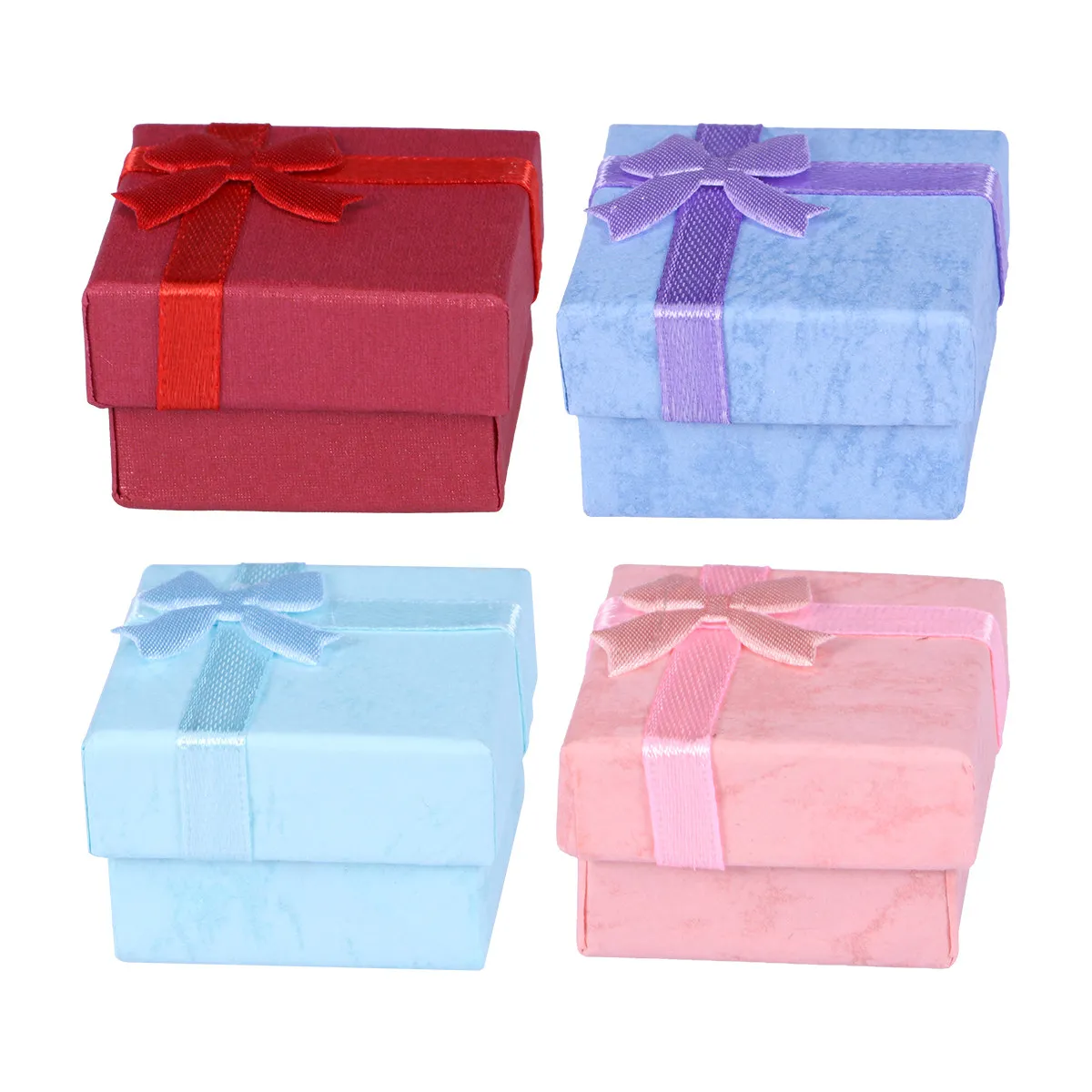 24pcs Jewelry Gift Boxes with Bowknot Ribbon, 4x4x3cm Earring Necklace Bracelet Storage Organizer