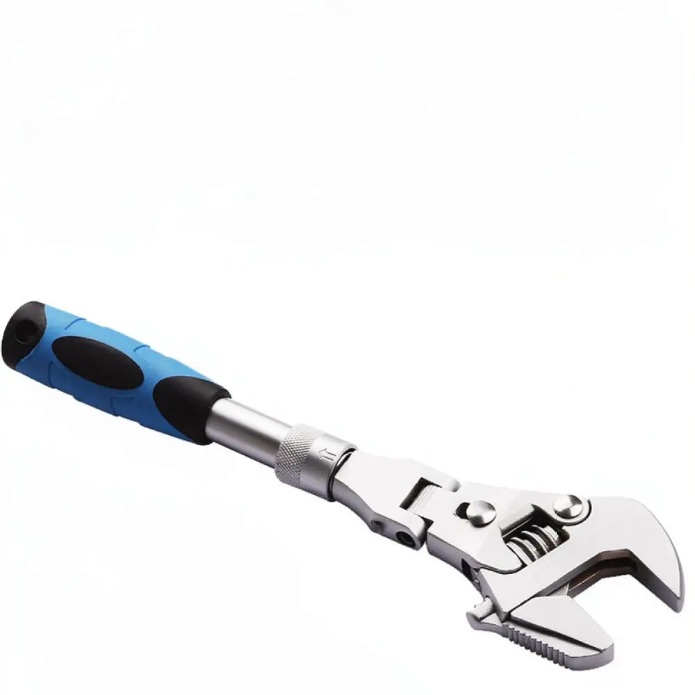 DZT 10 Inch Versatile Adjustable Wrench Folding Head Ratchet Spanner Retractable Plumbing Air Conditioner Repair Hand Tool