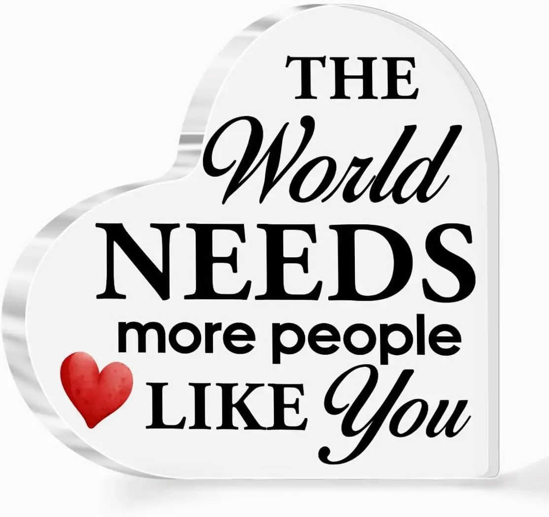 Simple Red Heart Accent Heart Acrylic Stand, Uplifting Positive Affirmation Quote Table Ornament