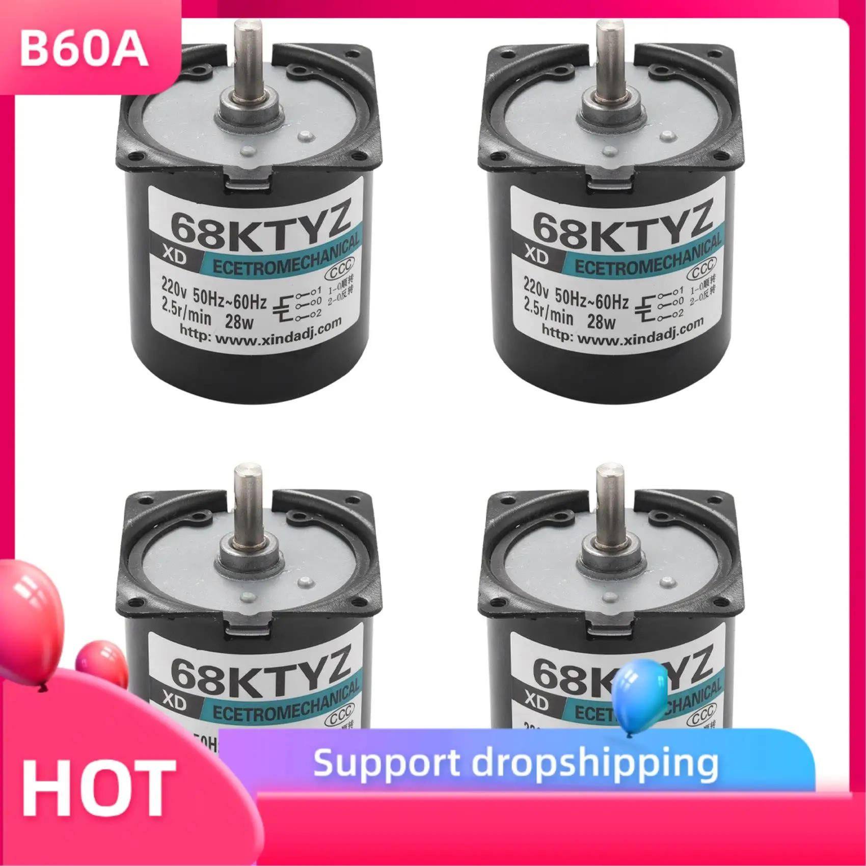 

B60A 4Pcs 68Ktyz Mini Gear Motor Ac 220V 28W 2.5R/Min Large Torque Permanent Magnet Synchronous Gear Motor