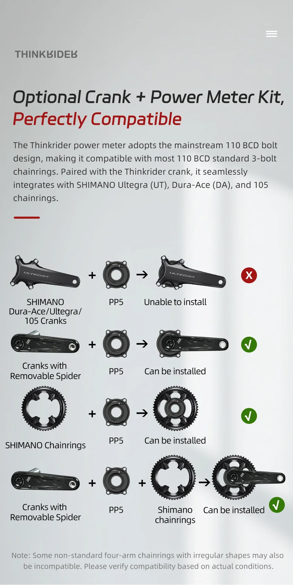ThinkRider PP5 Spider Leistungsanzeige, 110BCD, 4-Bolzen-Achse, hohe Präzision und geringes Gewicht, für Shimano-Rennräder. – Detail 7