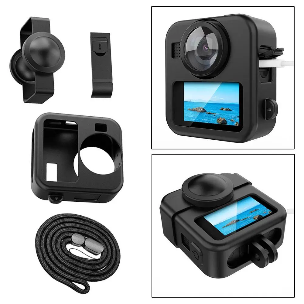 

Silicone Protective Case For GoPro MAX2 Shockproof Scratch-resistant Lens Cover Protective Shell Battery Side Cover Protection