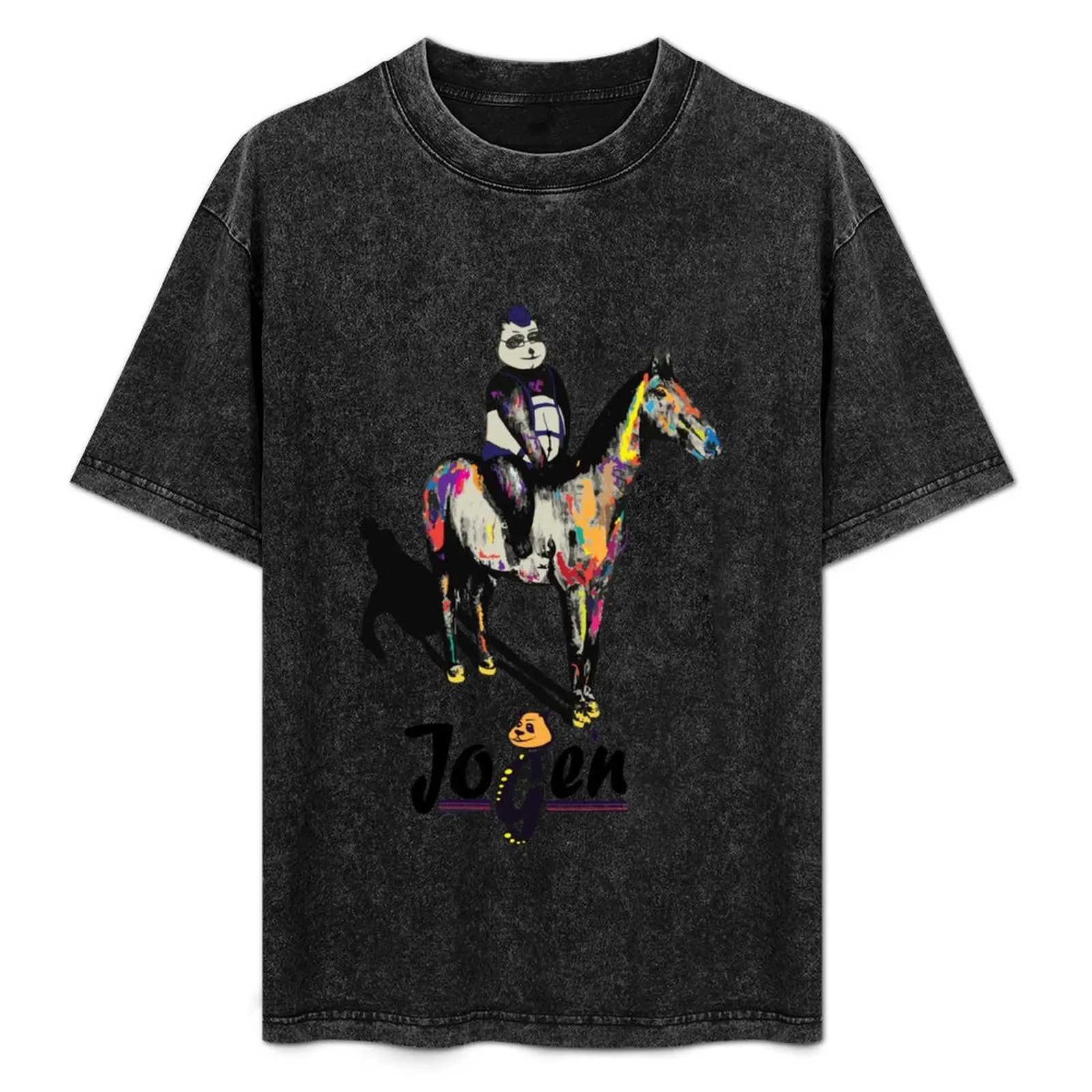 

Jogen: Panda- Panda riding Horse (Horse and Panda) T-Shirt All Weather Casual Short Sleeve