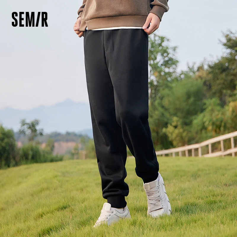 Semir Casual Pants Men 2024 Winter New Heating and Bacteriostatic Fleece Loose Cuffed Pants Couple