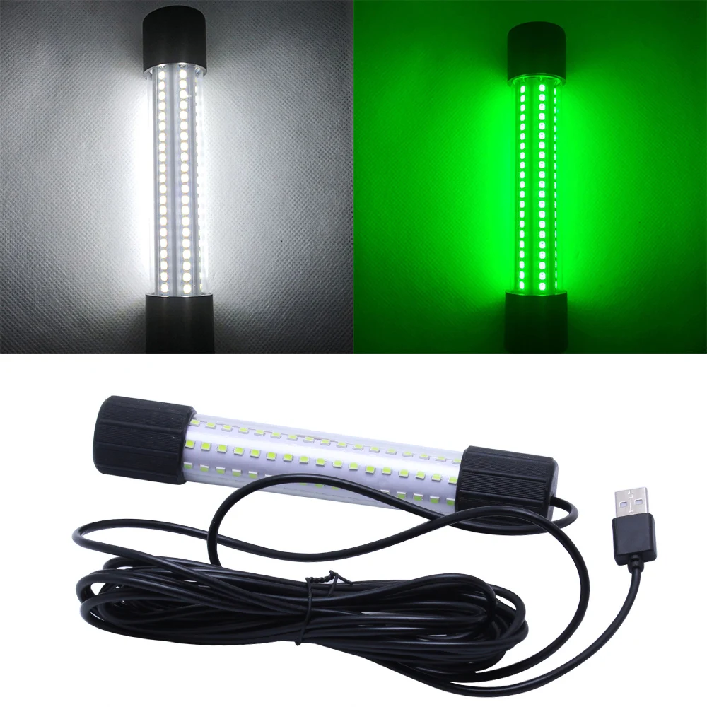 Luz de pesca led usb de 6.69 polegadas, lâmpada submersível subaquática com cabo de 5m, sonda de pesca com isca à prova d'água, equipamento de pesca em água salgada