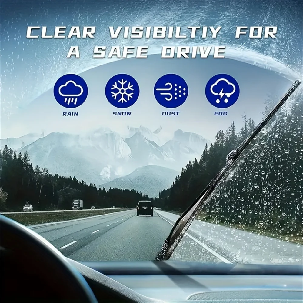 Universal Car Wiper Mute Car Front Windshield Wiper Double Rubber Strip Windscreen Wipers Double Soft Bracketless Frameless 1PC