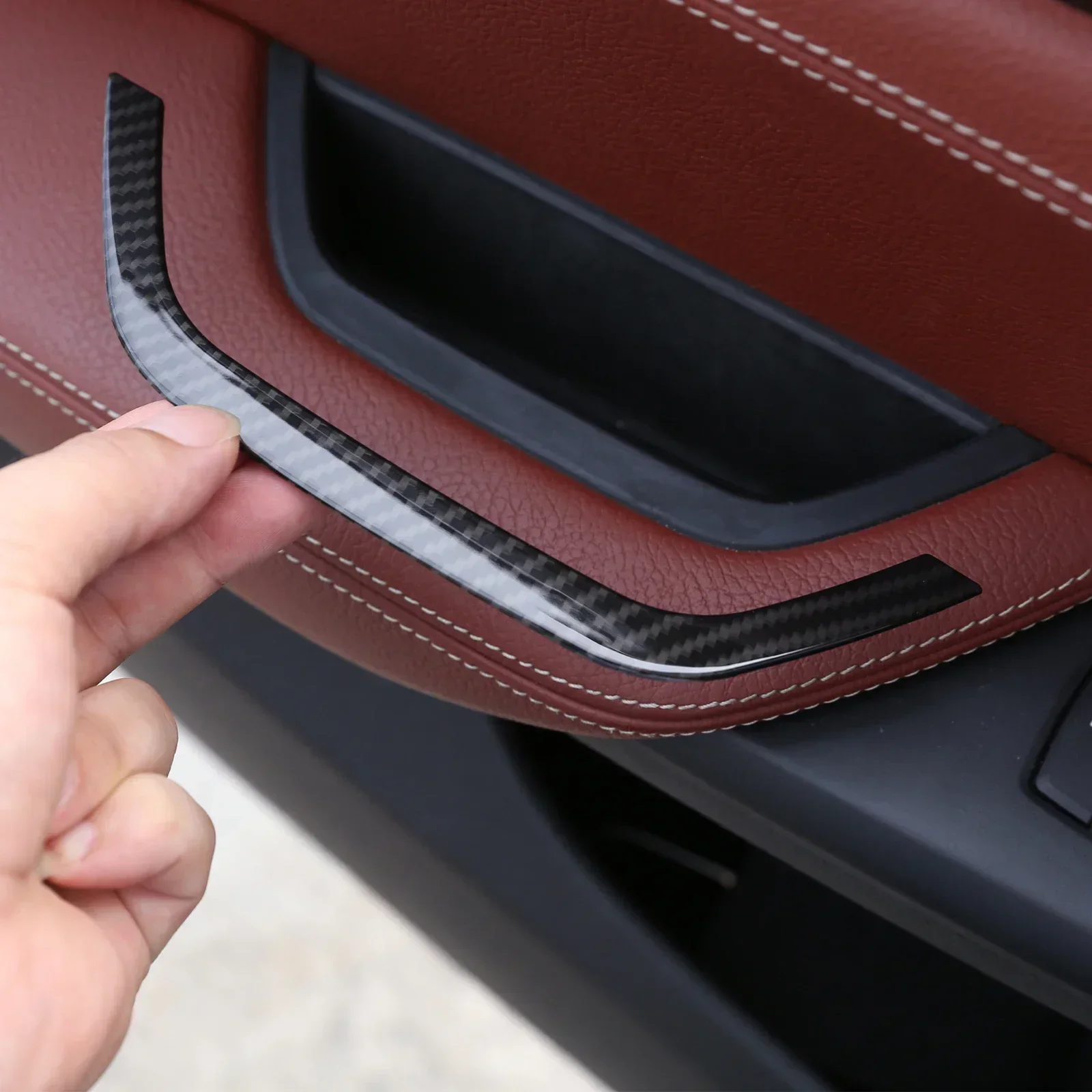 

ABS Carbon Car Interior Main Drive Door Handle Storage Box Decorate Cover Trim For BMW X3 F25 2011-2017 Car Styling Accessories