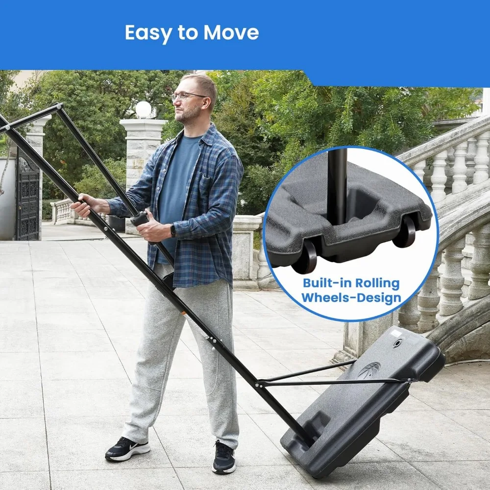 Adjustable Portable Basketball Hoop for Kids and Teens - 33 Shatterproof Backboard, Easy Height Adjustment 4 to 8.5 Feet, Youth