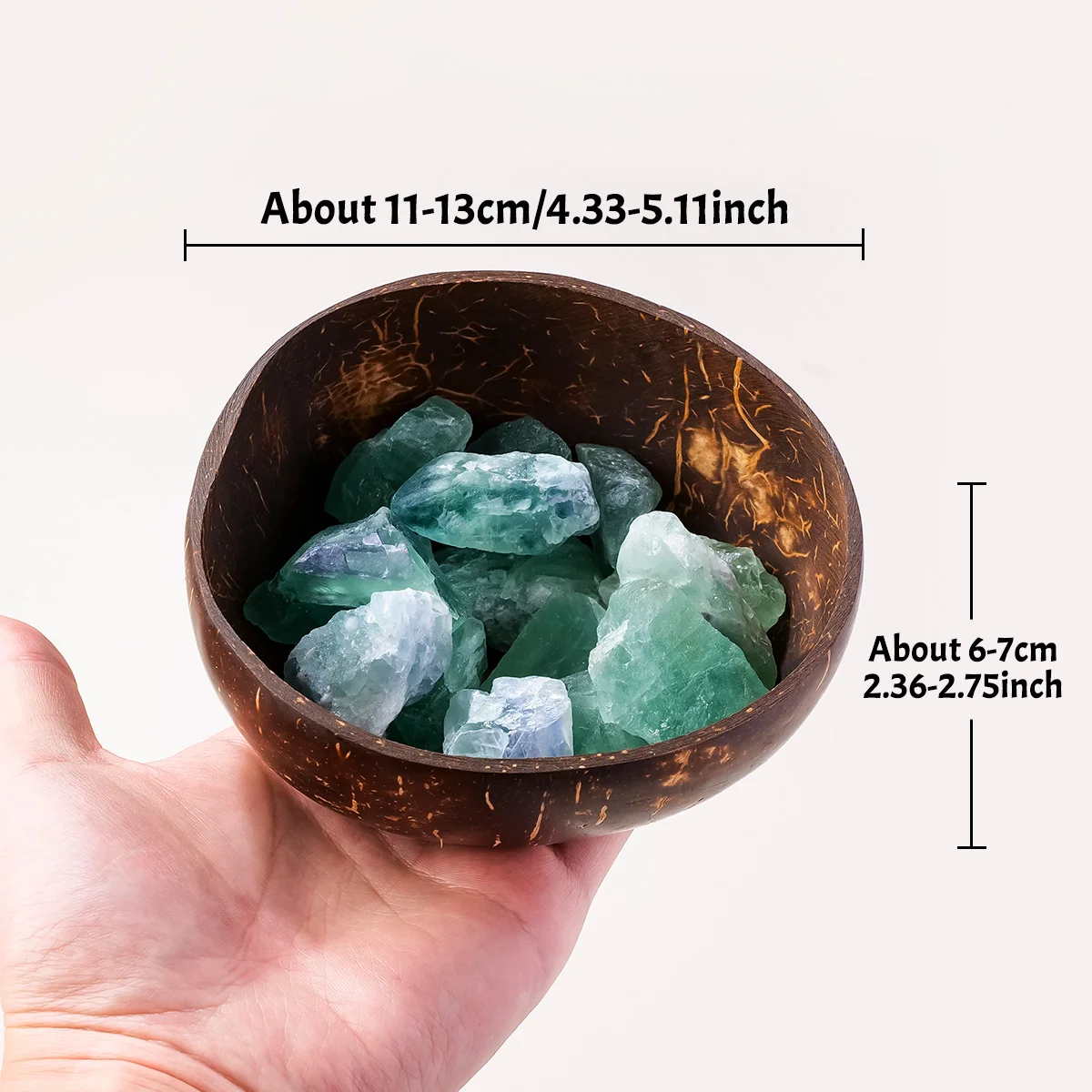 1set Natural Crystal Chips, Crystal Cleansing And Purifying Vessel, Made Of Pure Natural Coconut Shell