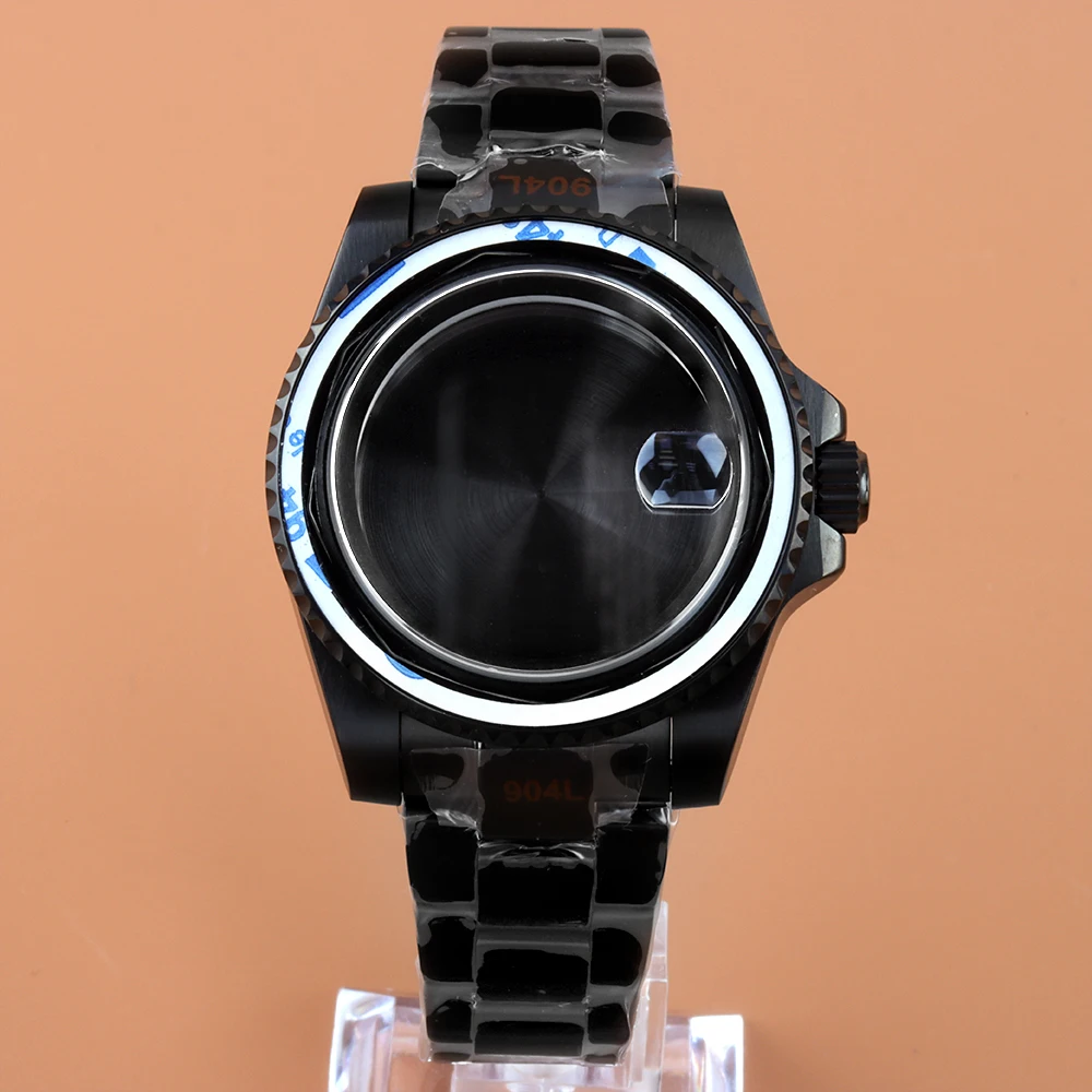 

Black/Gold NH35 40mm Watch Case Waterproof Polish Oyster Bracelet Fit Seiko NH34 NH35 NH36 NH38 Movement 28.5mm Dial 316L Steel