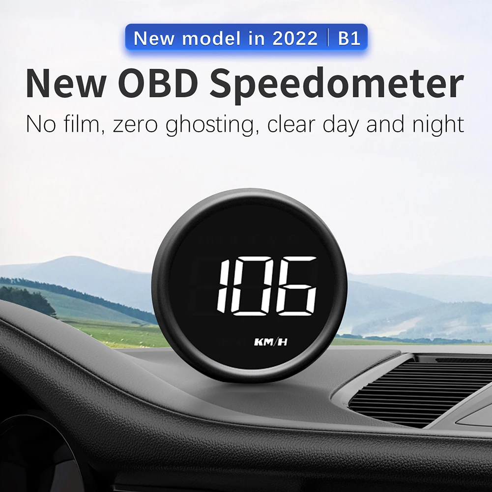 Medidor de Inclinação Digital para Carro, OBD2 HUD, Exibição de Velocidade do Veículo, Alarme de RPM, Alarme de Voltagem, HUD com Tapete Antiderrapante