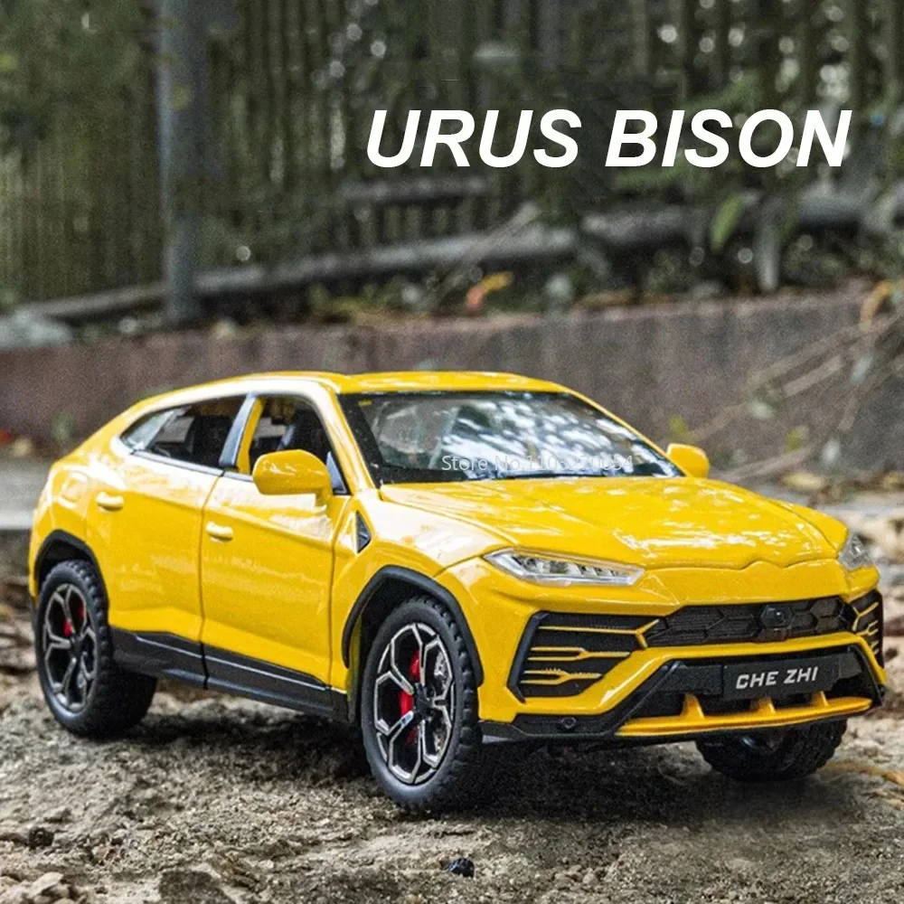 Scale 1/24 URUS Bison SUV Alloy Sports Toys Car Model Diecasts Metal Off-road Vehicles Simulation Sound And Light Kids Toy Gifts