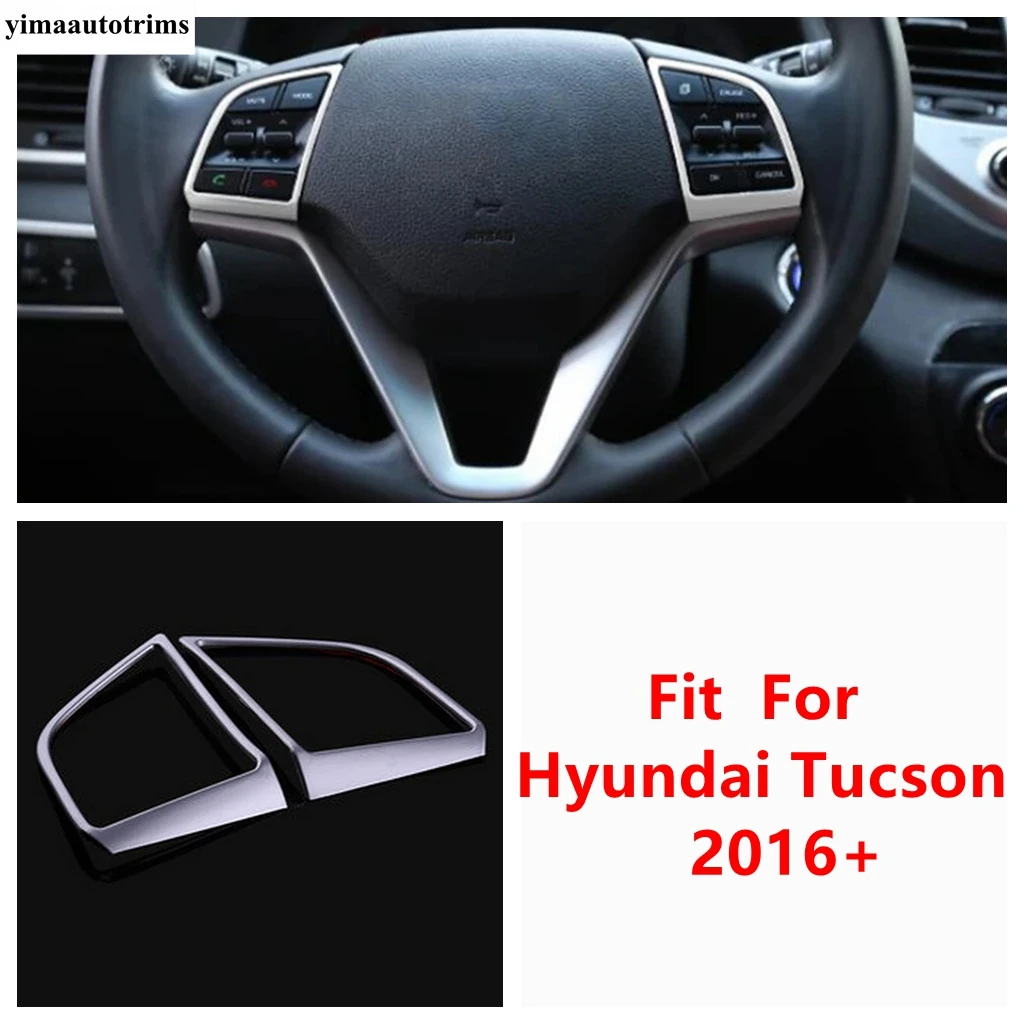 Car Steering Wheel Button Frame Decoration Cover Trim ABS Matte Interior Refit Kit Accessories For Hyundai Tucson 2016 - 2020