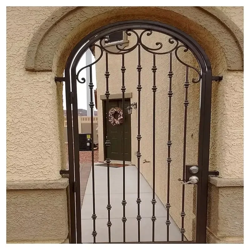 Luxury Wrought Iron Exterior Door with Glass Inserts and Fiberglass Mesh Modern Front Entry Door for Villa Workshop