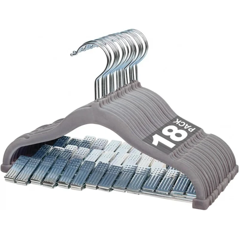 

Velvet Skirt Baby & Kids - Set Of 18 Adjustable Hangers With Non-Slip Clips For Skirts, Coats, Pants & Dresses (Grey