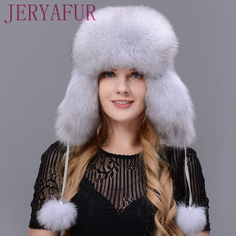 

Natural Silver Fox Skin Hat Raccoon Skin Handmade Women Wearing Hat Sheepskin Hat Winter Ski Hat Lei Feng Hat Ears